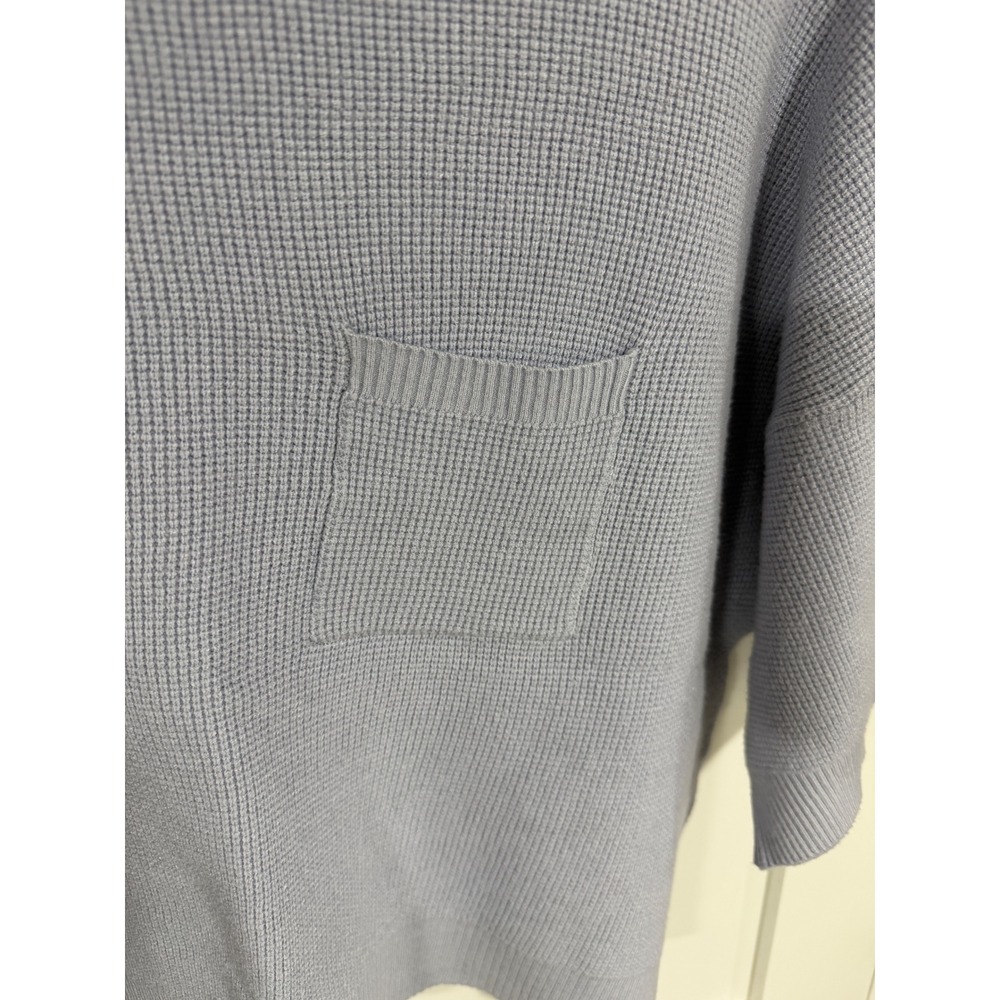 Dreamers by Debut Waffle Knit Sweater XL Blue Oversized Cropped Pocket - Picture 2 of 4